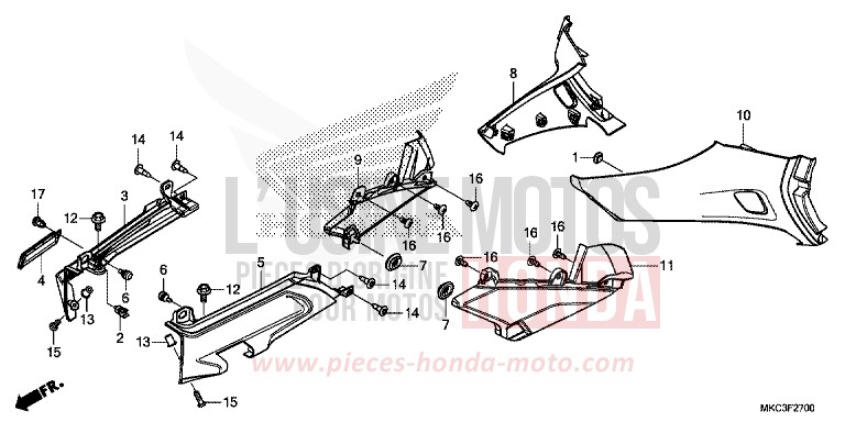 SIDE COVER for Gold Wing PEARL GLARE WHITE (NHB53) from 2018
